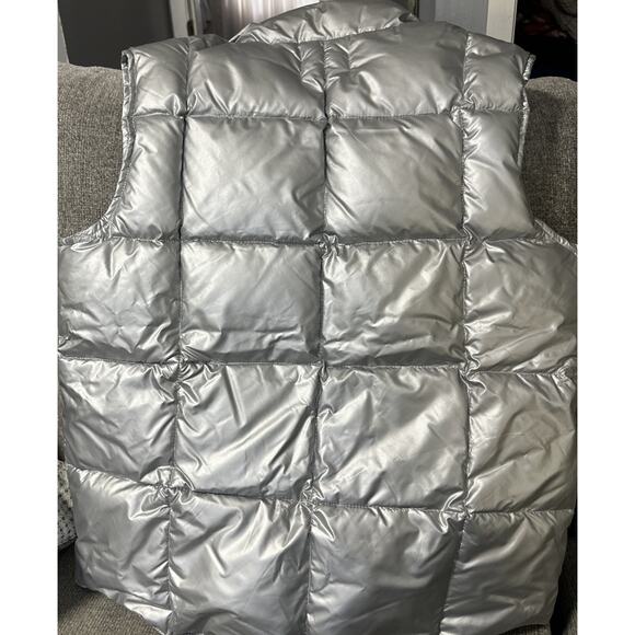 Lands End Silver Quilted Goose Down Filled Insulated Puffer Vest Women’s M 10-12 - Picture 4 of 5